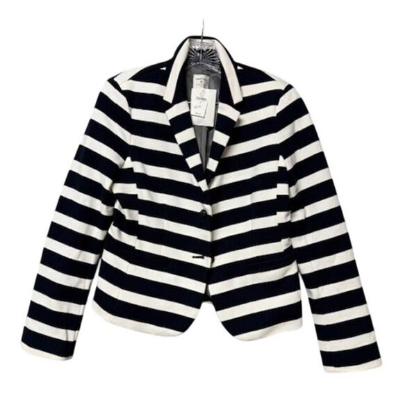 GAP The Academy Blazer Blue White Striped Double Button Closure Size 8 NWT - Picture 1 of 7